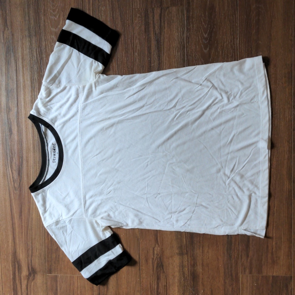 Oversized Sporty Tshirt White with Black Stripe